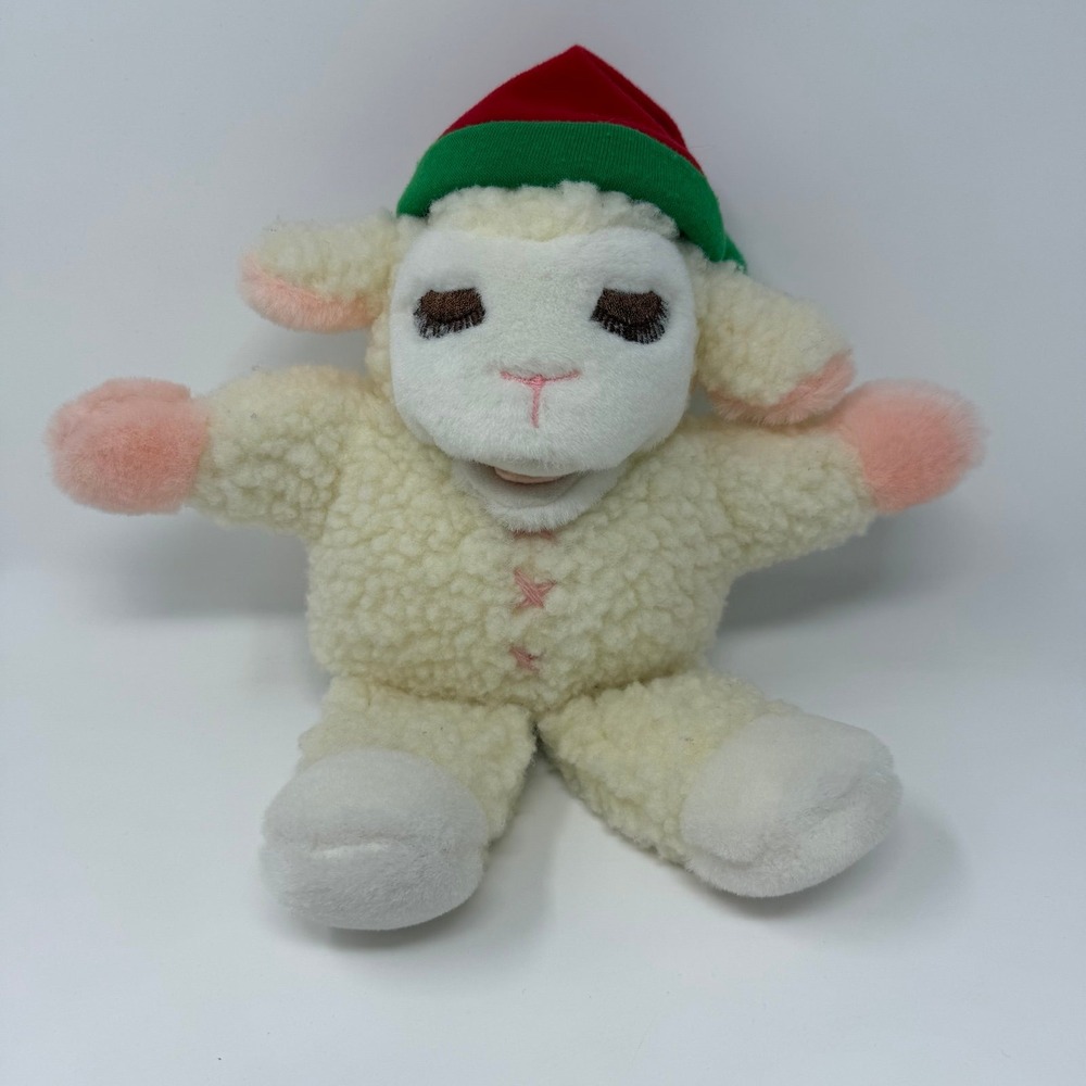 Vintage 1988 Lamb Chop Plush Christmas Hand Puppet Shari Lewis Avon Santa hat